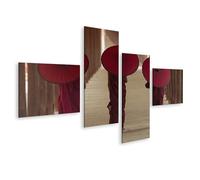 islandburner Image sur toile Moines sous des parapluies rouges Marcher Photos murales Poster