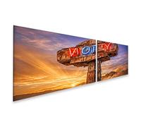islandburner Image sur toile Motel abandonné Panneau néon avec crépuscule sur la route 66 - 2 pièces