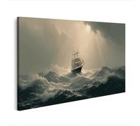 islandburner Image sur toile - Motif bateau à voile dramatique - Décoration murale pour salon - Pour les aventuriers - Édition Y2