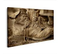 islandburner Image sur toile - Motif bottes de cowboy rustiques - Décoration murale pour salon - Pour les aventuriers - Edition L1