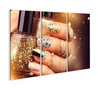 islandburner Image sur toile - Motif vernis à ongles scintillant avec accents dorés et effet pailleté - Tableau mural 130 x 80 cm