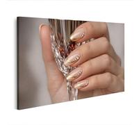 islandburner Image sur toile - Motifs élégants d'ongles avec or et strass pour occasions spéciales - Édition P2