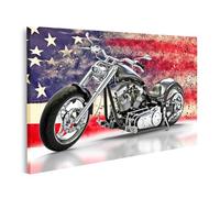 islandburner Image sur toile moto noire drapeau américain Convient pour Harley Davidson Images murales Poster