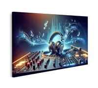 islandburner Image sur toile Musique du futur à l'ère numérique Casque lumineux sur pupitre DJ Images murales Poster