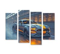 islandburner Image sur toile Mustang à la pelouse dans l'heure bleue Images murales Poster