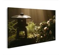 islandburner Image sur toile Mystique Jardin japonais Lanterne en pierre Décoration murale Salon pour les amoureux de la nature - Edition C1