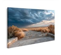 islandburner Image sur toile - Nuages d'orage dramatiques sur la prairie - Décoration murale pour salon pour les amoureux de la nature - Édition Y2