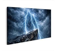 islandburner Image sur toile - Orage dramatique avec des éclairs sur les rochers - Décoration murale - Édition T2