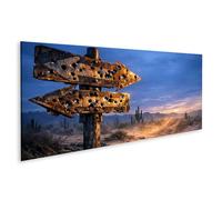 islandburner Image sur toile - Panneau patiné dans le désert - Tableau mural rustique - Panorama - Edition S1