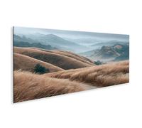 islandburner Image sur toile, paysage de collines majestueuses, tableau mural pour salon, pour les amoureux de la nature, panoramique