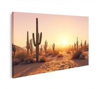 islandburner Image sur toile Paysage désertique avec cactus au coucher du soleil - Édition H5