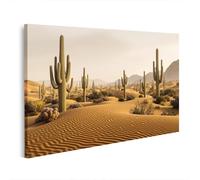 islandburner Image sur toile Paysage désertique avec cactus et dunes de sable doux - Edition G2
