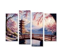 Islandburner Image sur toile Paysage japonais en fleurs de cerisier avec le Mont Fuji pour les amateurs d'art - Décoration murale pour le salon