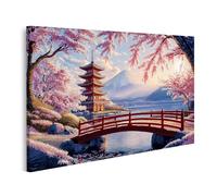 islandburner Image sur toile Paysage japonais en fleurs de cerisier avec le mont Fuji pour les amateurs d'art Images murales Poster