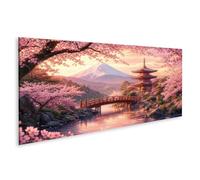 islandburner Image sur toile - Paysage magique de fleurs de cerisier - Décoration murale pour salon - Pour les amoureux de la nature - Panorama