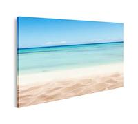 islandburner Image sur toile - Plage de sable vide avec vue sur la mer - Espace libre pour texte ou placement du produit - Poster mural - Impression d'art - 80 x 40 cm
