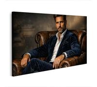 islandburner Image sur toile Portrait élégant d'un homme en costume sur fauteuil en cuir - Edition N2