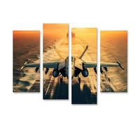 islandburner Image sur toile Prime jet de combat au coucher du soleil sur un porte-avions Images murales Poster
