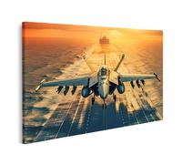 islandburner Image sur toile Prime jet de combat au coucher du soleil sur un porte-avions Images murales Poster
