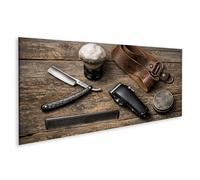 islandburner Image sur toile Rasoir et outils d'entretien sur bois rustique - Panorama