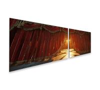islandburner Image sur toile Rideau élégant en velours rouge dans le style Art Déco pour décoration murale - 2 pièces