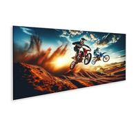 islandburner Image sur toile scène dynamique avec deux pilotes de motocross en pleine monture, un saut avec ih images murales poster