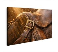 islandburner Image sur toile Selle en cuir rustique avec boucle - Image détaillée pour les amateurs de chevaux - Édition X1