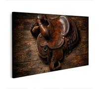 islandburner Image sur toile Selle vintage en cuir pour les amateurs de western comme décoration murale - Édition F1