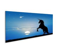 islandburner Image sur toile Silhouette Licorne Nuit Ciel Scène de conte de fées Fantaisie Images murales Poster