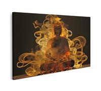 islandburner Image sur toile - Statue de Bouddha mystique avec des frondes lumineuses pour salle de méditation - Magasin d'ésotérisme spirituel