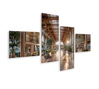 islandburner Image sur toile - Tableau d'aéroport nostalgique - Tableau mural pour salon - Parfait pour les fans de voyage - 4 pièces - Edition J1