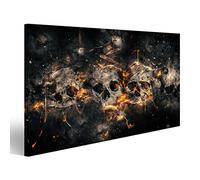 islandburner Image sur toile tête de mort crâne crâne devant le feu fond abstrait toile murale prime images pour salon, etc.