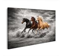 islandburner Image sur toile Trois chevaux au galop dans un paysage spectaculaire - Edition M2