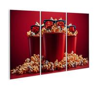 islandburner Image sur toile TROIS seau rouge pop-corn et lunettes 3D concept cinéma images images images murales affiches