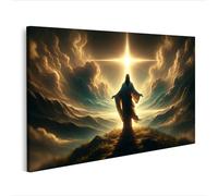 islandburner Image sur toile - Une figure majestueuse se tient devant une lumière éclatante entourée de nuages - Édition K1