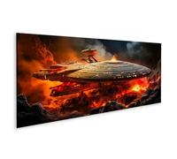 islandburner Image sur toile Vaisseau spatial dans l' volcanique du futur galaxie images murales poster