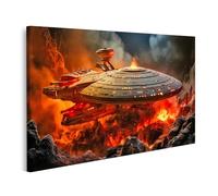 islandburner Image sur toile Vaisseau spatial dans l' volcanique du futur galaxie images murales poster