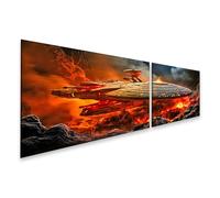 islandburner Image sur toile Vaisseau spatial dans l' volcanique du futur galaxie images murales poster