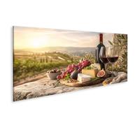 islandburner Image sur toile - Vin et fromage toscane - Pour salle à manger - Panorama