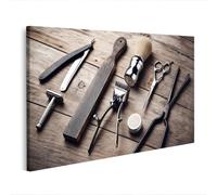 islandburner Image sur toile vintage Barber Tools pour décoration de salon élégante, parfaite pour les amateurs de rétro - Édition G2