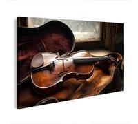 islandburner Image sur toile - Violon harmonieux dans un coffret en velours - Décoration murale pour salon pour les amateurs de musique - Édition I2