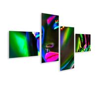 islandburner Image sur toile - Visage de couleur fluo avec yeux fermés et accents lumineux