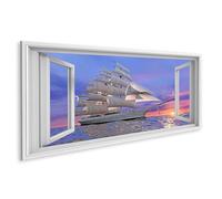 islandburner Image sur toile Voilier au coucher du soleil Horizons lointains Images murales Poster