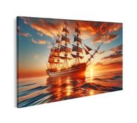 islandburner Image sur toile Voilier Coucher de soleil mer Aventure Horizons Images murales Poster