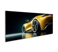 islandburner Image sur toile - Vue latérale d'une voiture de sport jaune haute performance - Images murales - Poster