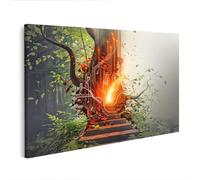 islandburner Impression sur toile Arbre des secrets lumineux dans la forêt numérique de la magie - Toile 80 x 40 cm
