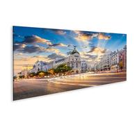 islandburner Impression sur toile avec éclairage urbain ambiance du soir boulevard historique architecture scène - Toile 120 x 40 cm - Panorama