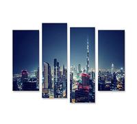 islandburner Impression sur toile - Belle image de ville de Dubaï - Perspective des oiseaux en une soirée - Scène urbaine moderne - Panorama - Paysage des Émirats arabes unis - Poster mural