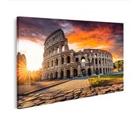 islandburner Impression sur toile Colisée de Rome au coucher du soleil pour les amoureux de l'antiquité - Edition B1