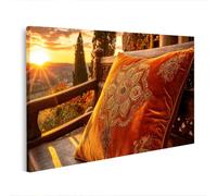 islandburner Impression sur toile Coussin de velours rêveur au coucher de soleil Décoration de salon pour romantiques - Édition S2